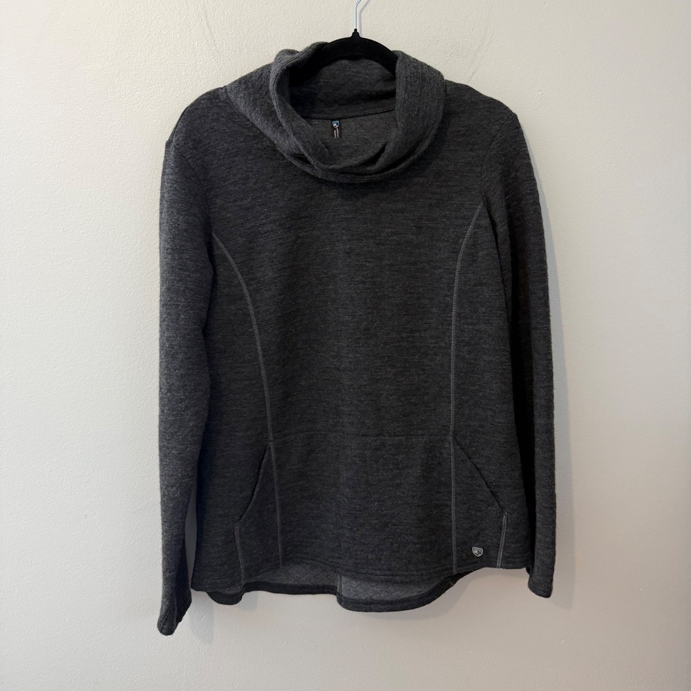 Kuhl Women's Gray Fleece Cowl Neck Long Sleeve Pocket Pullover Top M